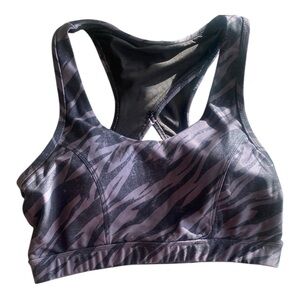 Scorpio Sol Women's Zebra Print Cross-back Sports Bra (L)